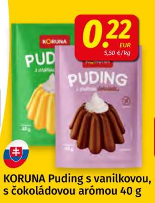 KORUNA Puding s vanilkovou, s čokoládovou arómou 40 g