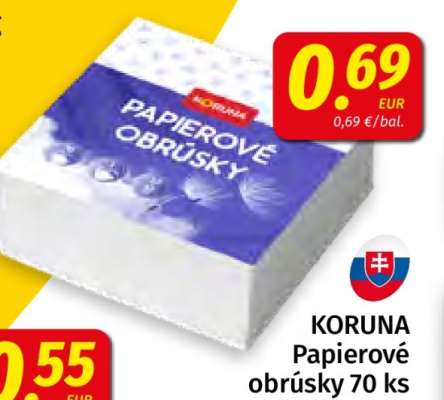 KORUNA Papierové obrúsky 70 ks