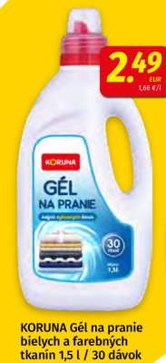 KORUNA Gél na pranie bielych a farebných tkanín 1,5 l / 30 dávok