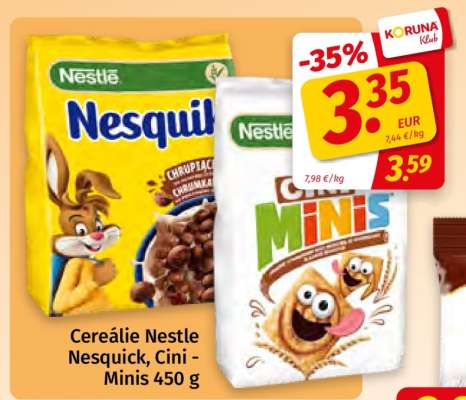 Cereálie Nestlé Nesquick, Cini - Minis 450 g