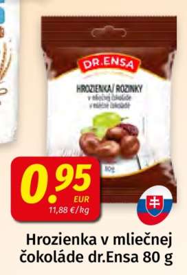 Hrozienka v mliečnej čokoláde dr.Ensa 80 g