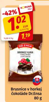 Brusnice v horkej čokoláde Dr.Ensa 80 g