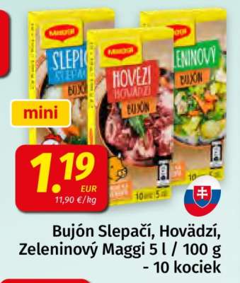 Bujón Slepačí, Hovädzí, Zeleninový Maggi 5 l / 100 g - 10 kociek
