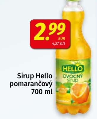 Sirup Hello pomarančový 700 ml