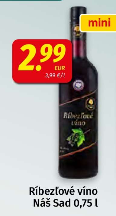 Ríbezľové víno Náš Sad 0,75 l