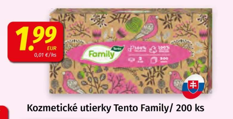 Kozmetické utierky Tento Family/ 200 ks