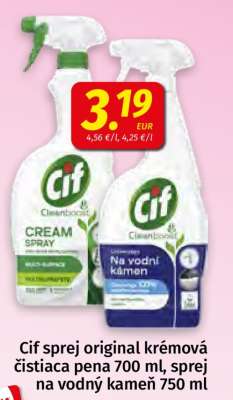 Cif sprej original krémová čistiaca pena 700 ml, sprej na vodný kameň 750 ml