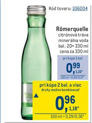 Römerquelle citrónová tráva minerálna voda
