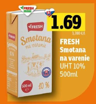 FRESH Smotana na varenie UHT 10% 500ml