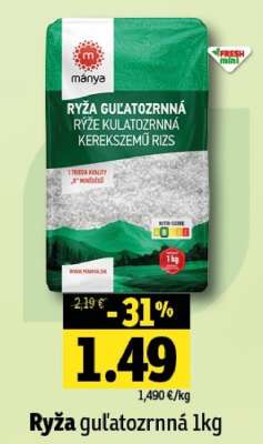 Ryža guľatozrnná 1kg