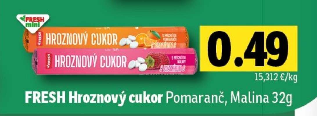 FRESH Hroznový cukor Pomaranč, Malina 32g