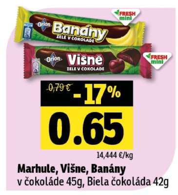 Marhule, Višne, Banány v čokoláde