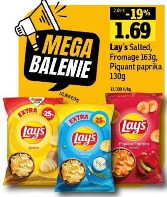 Lay's Salted, Fromage 163g, Piquant Paprika 130g