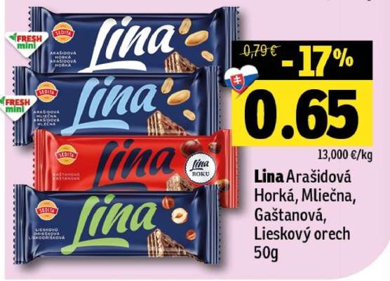 Lina Arašidová, Horká, Mliečna, Gaštanová, Lieskový orech 50g