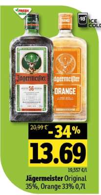 Jägermeister Original 35%, Orange 33% 0,7l