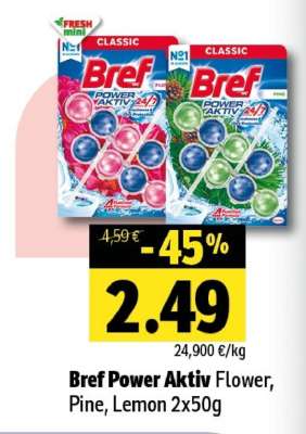 Bref Power Aktiv Flower, Pine, Lemon 2x50g