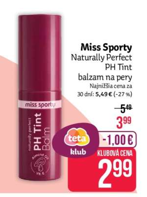 Miss Sporty Naturally Perfect PH Tint balzam na pery