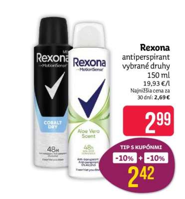 Rexona antiperspirant vybrané druhy