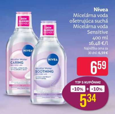 NIVEA Micelárna voda ošetrujúca suchá Micelárna voda Sensitive 400 ml