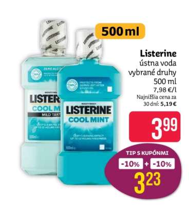 Listerine ústna voda vybrané druhy 500 ml