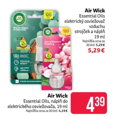 Air Wick Essential Oils, náplň do elektrického osviežovača, 19 ml