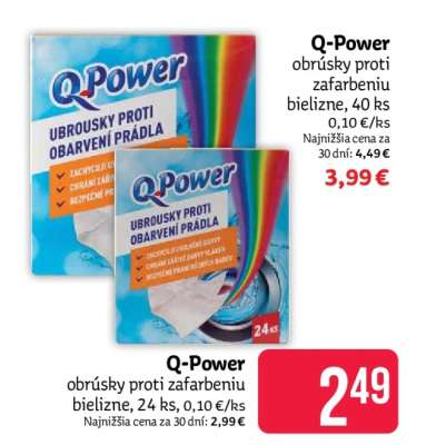 Q-Power obrúsky proti zafarbeniu bielizne, 24 ks, 0,10 €/ks