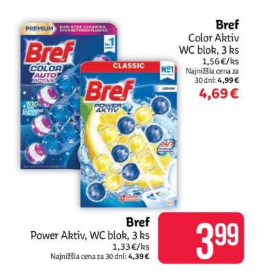 Bref Power Aktiv, WC blok, 3 ks