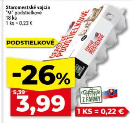 Staromestské vajcia 'M' podstielkové