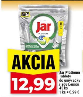 Jar Platinum Tablety do umývačky riadu Lemon 45 ks