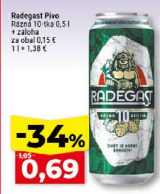 Radegast Pivo Rázná 10-tka 0,5 l