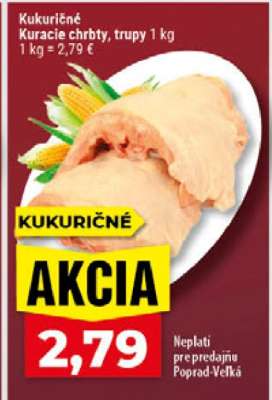 Kukuričné Kuracie chrbty, trupy 1 kg