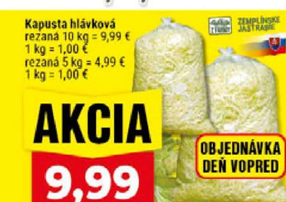 Kapusta hlávková rezaná 10 kg