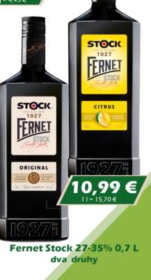 Fernet Stock 27-35% 0,7 L dva druhy