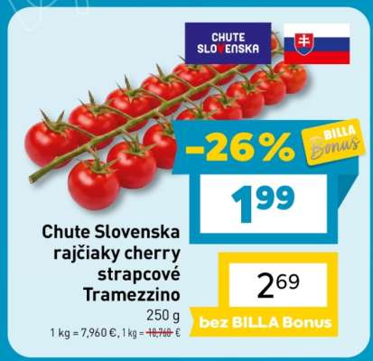 Chute Slovenska rajčiaky cherry strapcové Tramezzino