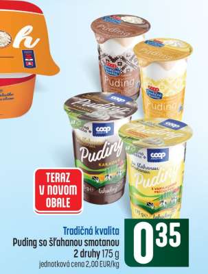 Puding so šľahanou smotanou