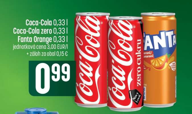 Coca-Cola 0,33 l / Coca-Cola zero 0,33 l / Fanta Orange 0,33 l