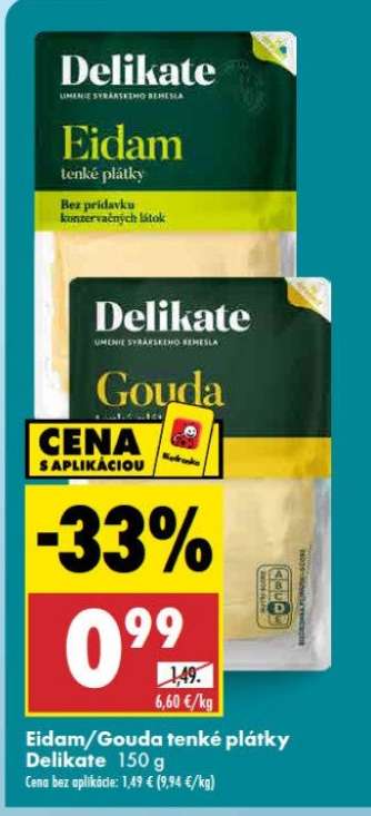 Eidam/Gouda tenké plátky Delikate 150 g
