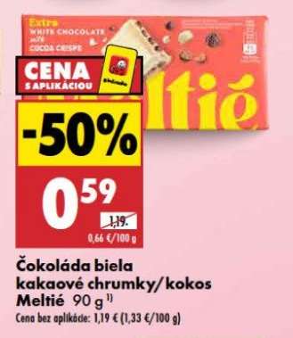 Čokoláda biela kakaové chrunky/kokos Meltié 90 g