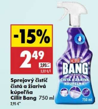 Sprejový čistič čistá a žiarivá kúpeľňa Cillit Bang 750 ml