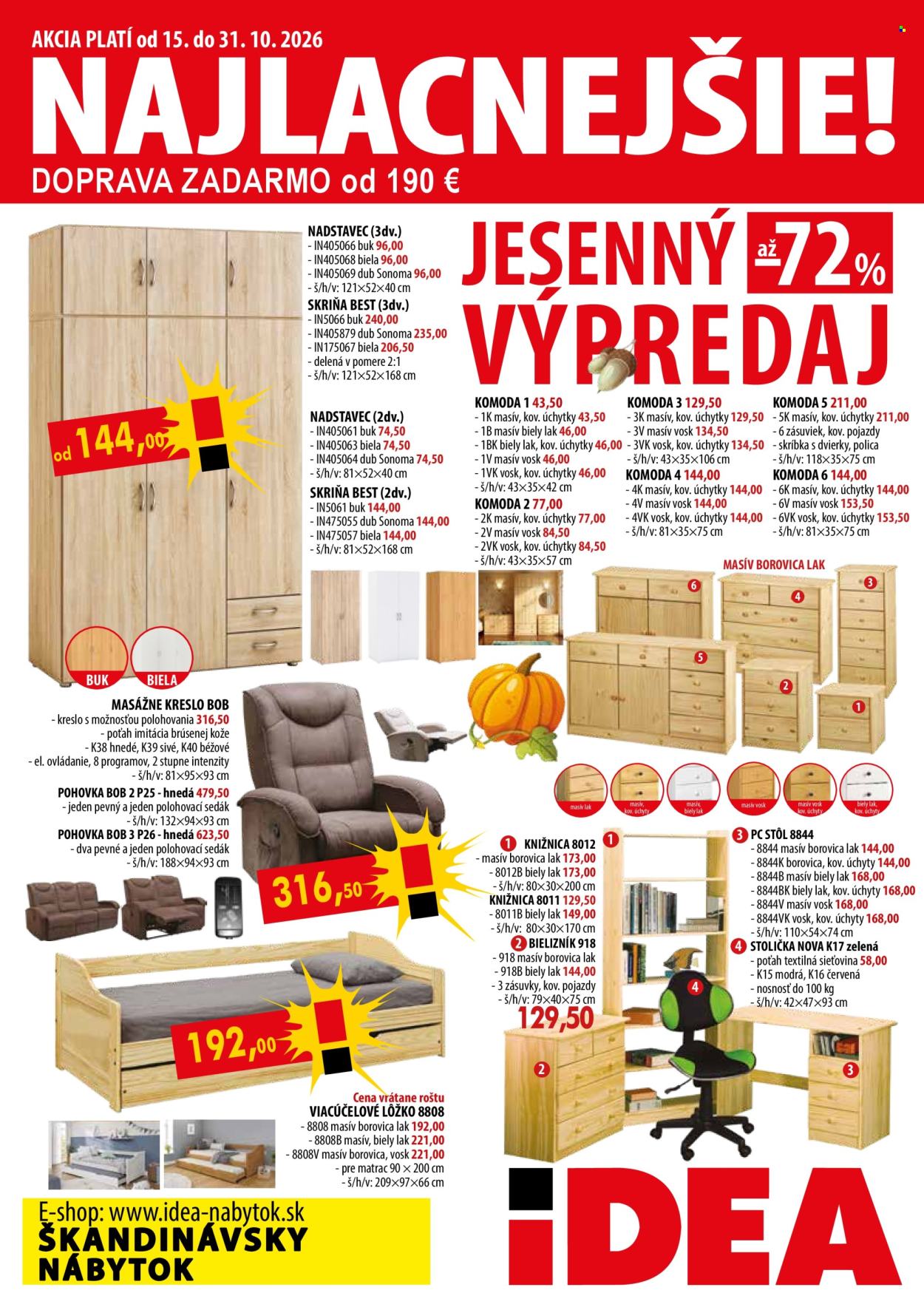 Leták IDEA nábytok - 15.10.2026 - 31.10.2026. Strana 1