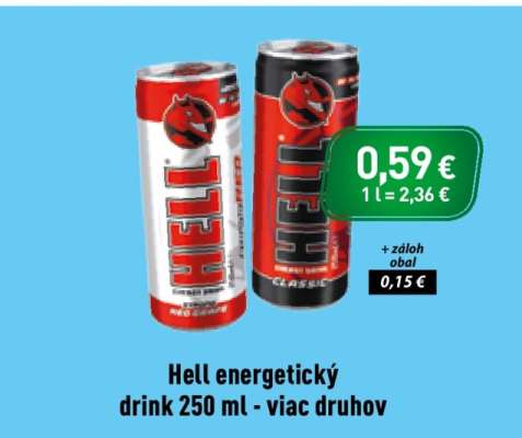 Hell energetický drink 250 ml - viac druhov