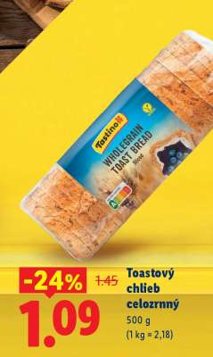 Toastový chlieb celozrnný