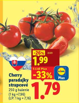 Cherry paradajky strapcové
